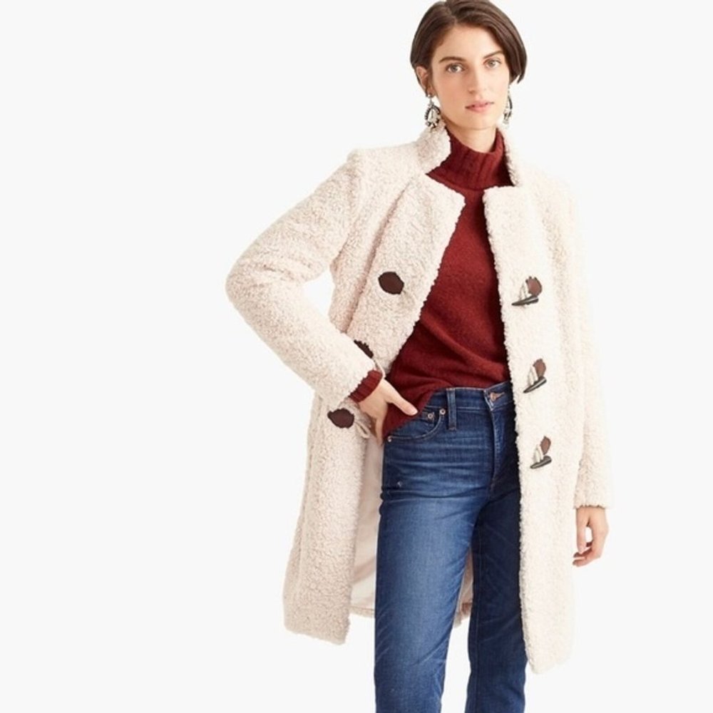 J.Crew Sherpa Teddy Toggle Coat- SZ S